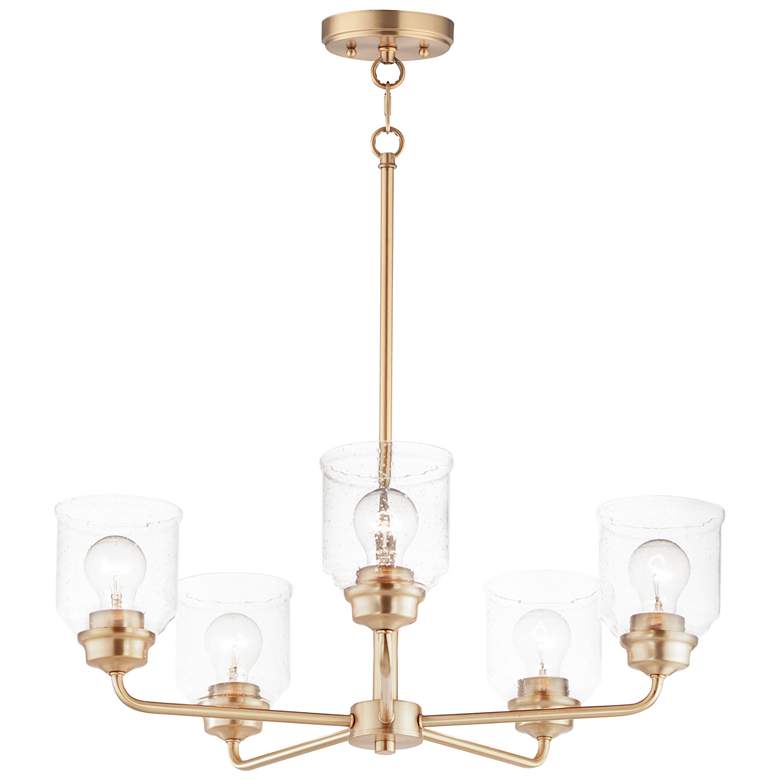 Image 1 Maxim Acadia 26 inch Wide 5-Light Seeded Glass and Gold Chandelier