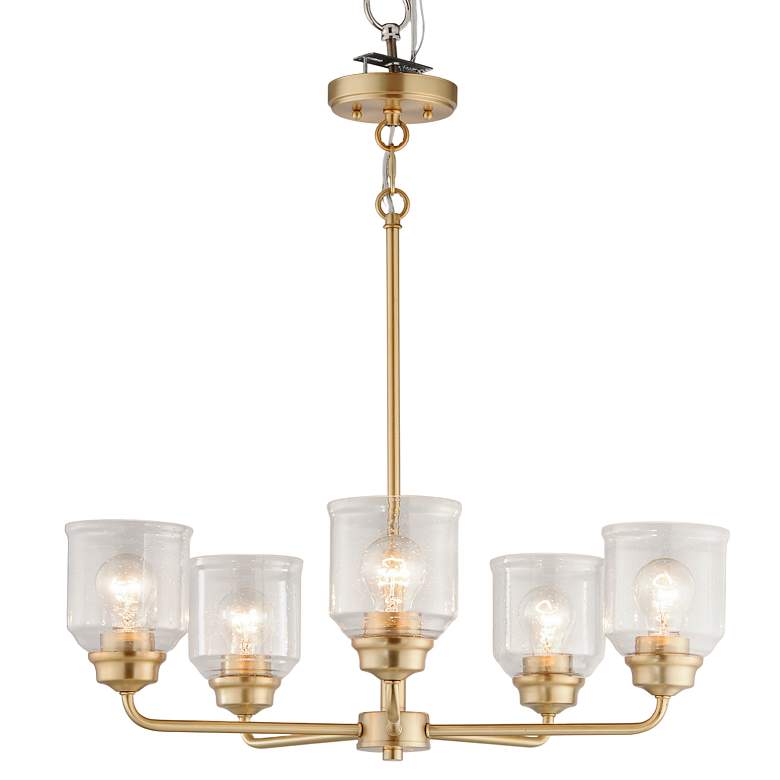 Image 5 Maxim Acadia 26" Wide 5-Light Seeded Glass and Gold Chandelier more views