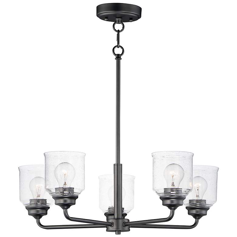 Image 2 Maxim Acadia 26"W Black 5-Light Chandelier w/ Glass Shade