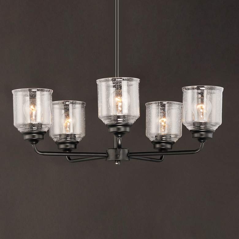 Image 1 Maxim Acadia 26"W Black 5-Light Chandelier w/ Glass Shade