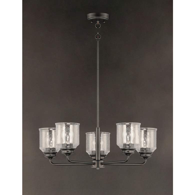 Image 3 Maxim Acadia 26"W Black 5-Light Chandelier w/ Glass Shade more views