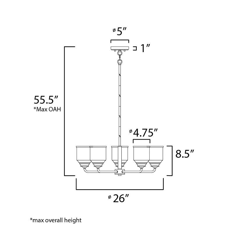 Image 5 Maxim Acadia 26"W Black 5-Light Chandelier w/ Glass Shade more views