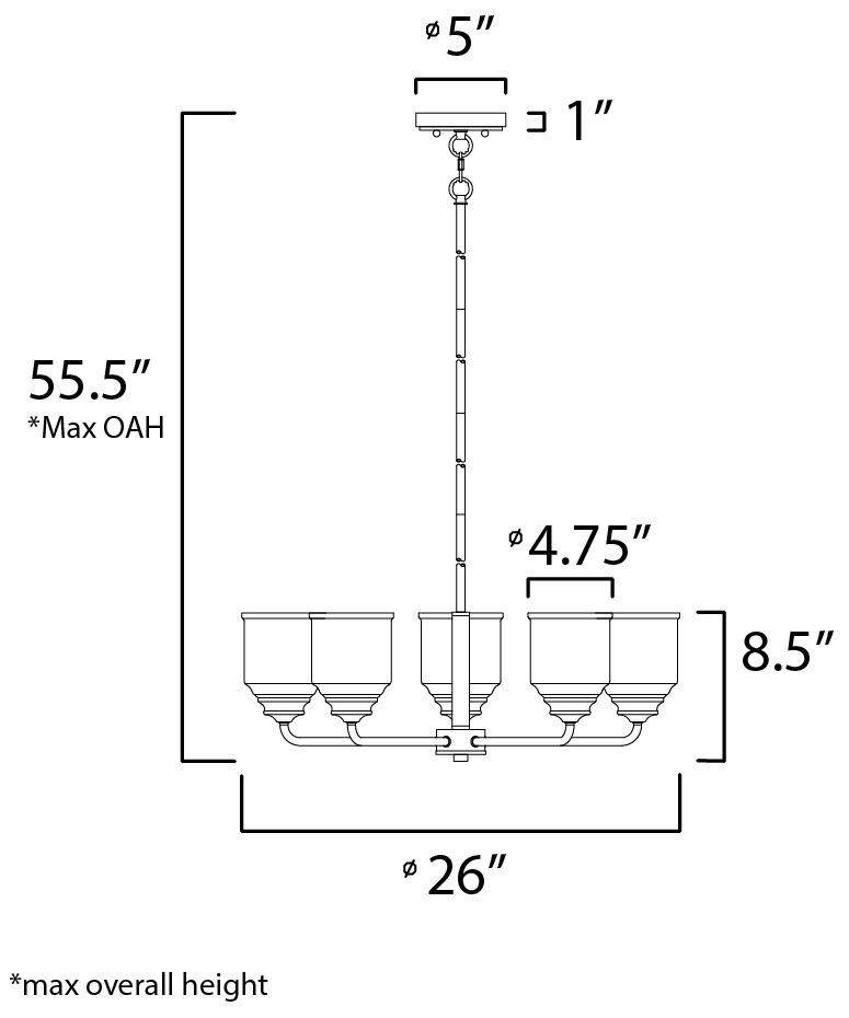 Maxim Acadia 26" Wide Natural Aged Brass 5-Light Chandelier