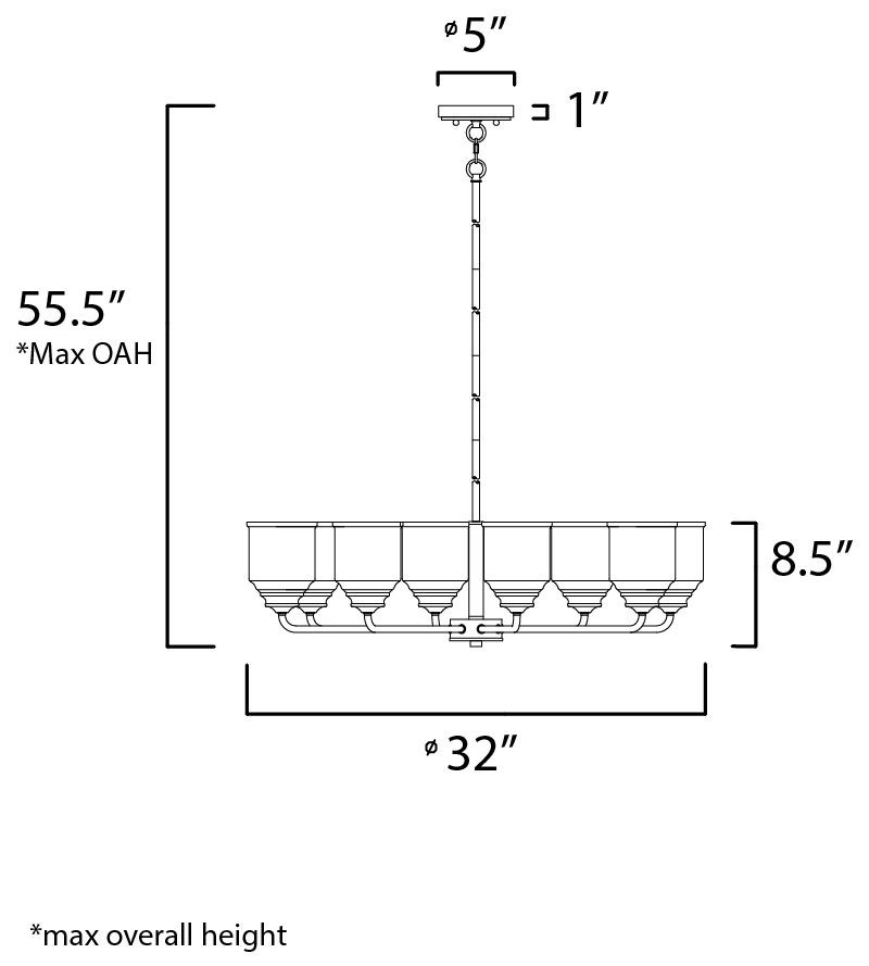 Maxim Acadia 32" Wide Natural Aged Brass 8-Light Chandelier