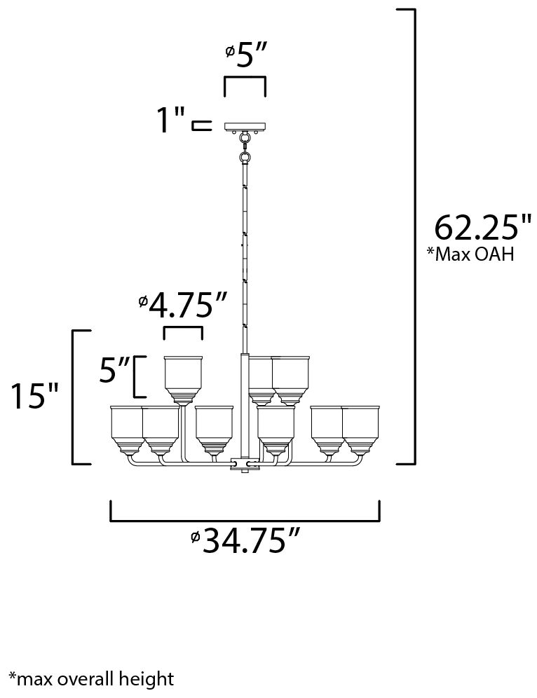 Maxim Acadia 34 3/4" Wide Natural Aged Brass 9-Light Chandelier
