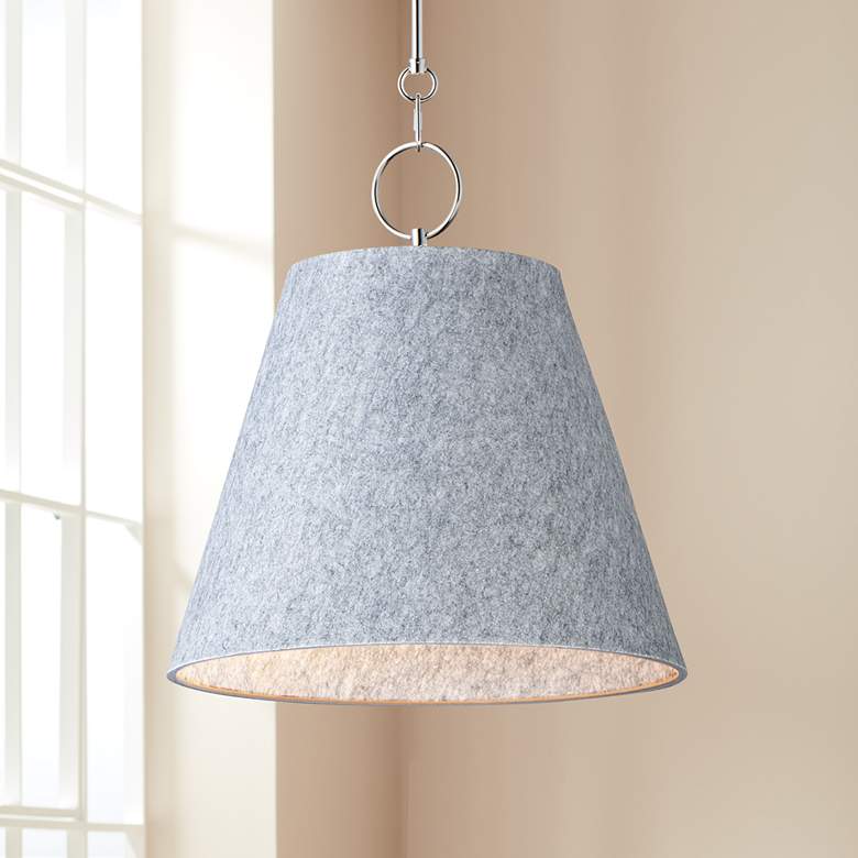 Image 1 Maxim Acoustic 20" Wide Satin Nickel and Gray Pendant Light