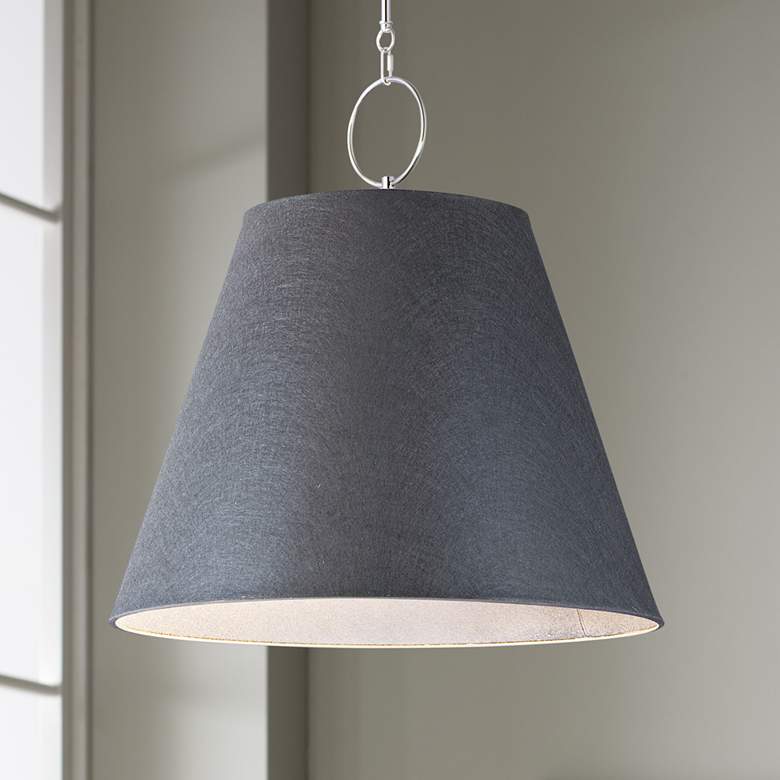 Image 1 Maxim Acoustic 30 inchW Polished Nickel and Black Pendant Light