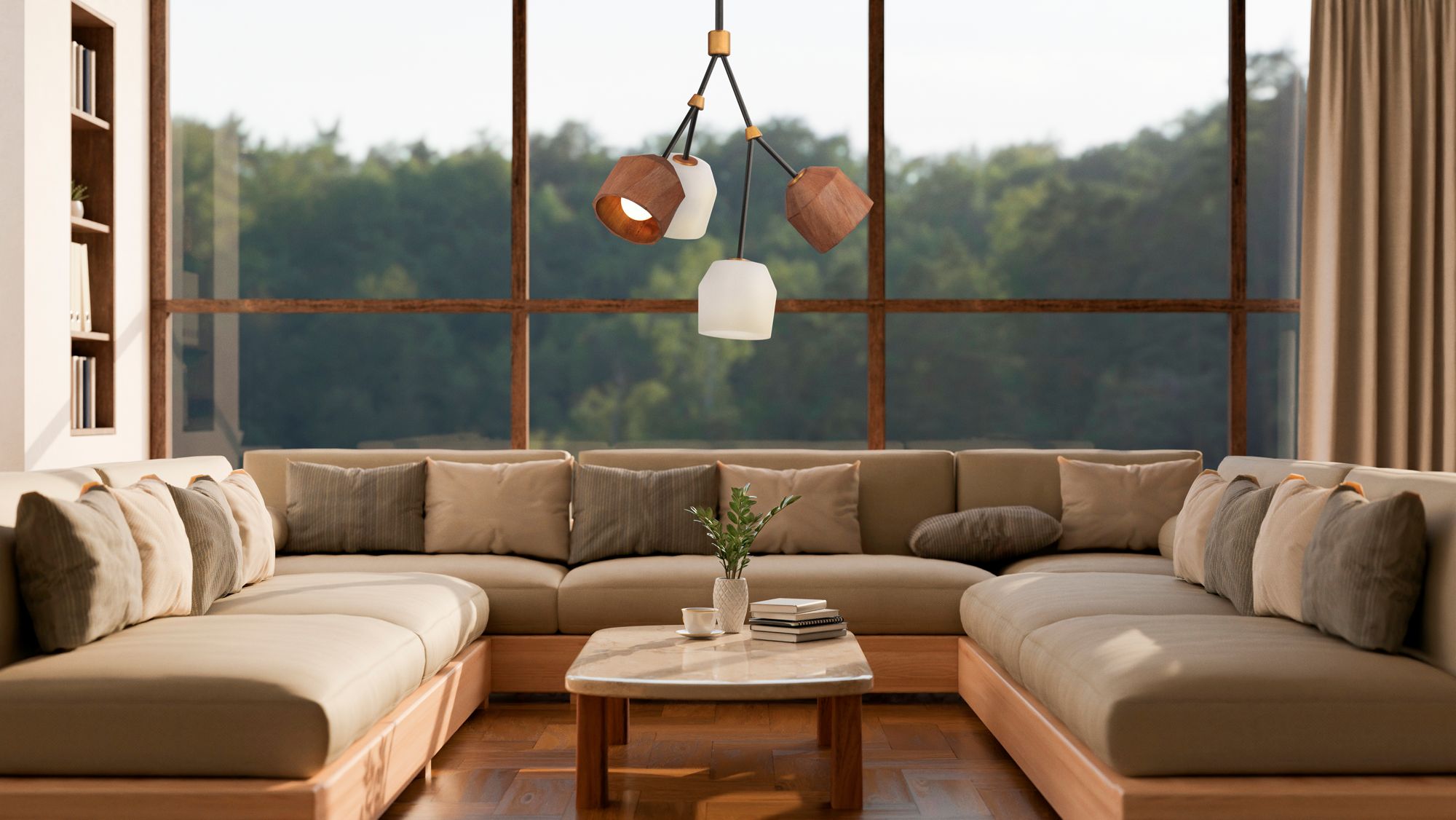 Maxim Akimbo 21 3/4" Wide Dark Bronze LED Sputnik Pendant in scene