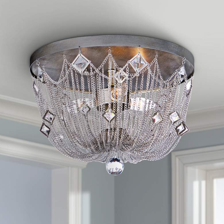 Image 1 Maxim Alessandra 15" Wide Silver Mist 3-Light Ceiling Light