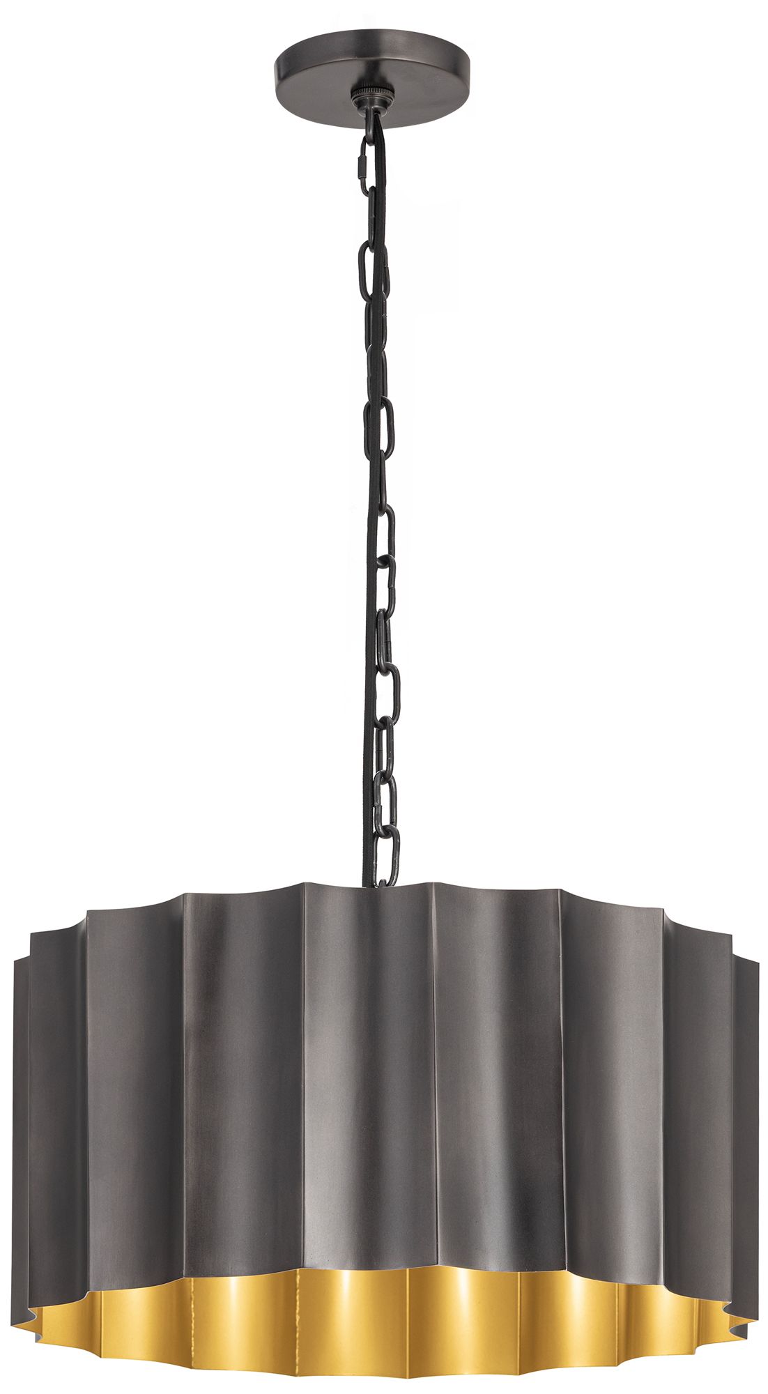 Maxim Allegra 18" Wide Gunmetal/Gold Large 1-Light Pendant