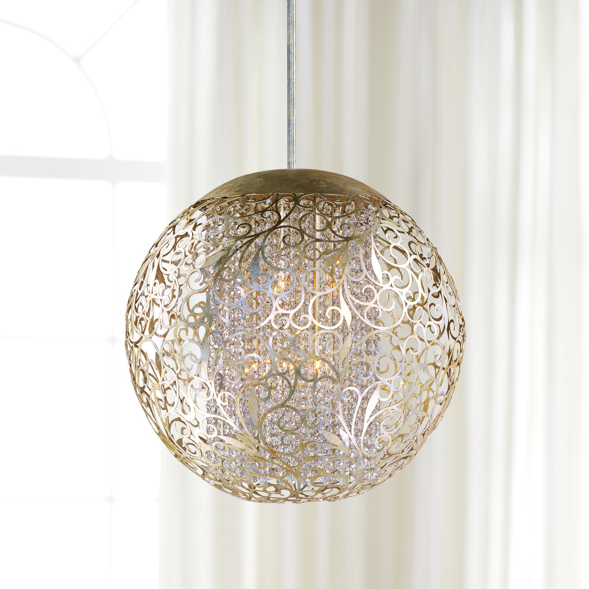 silver round pendant light