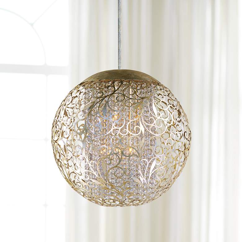 Image 2 Maxim Arabesque 23" Wide Round Golden Silver Pendant Light