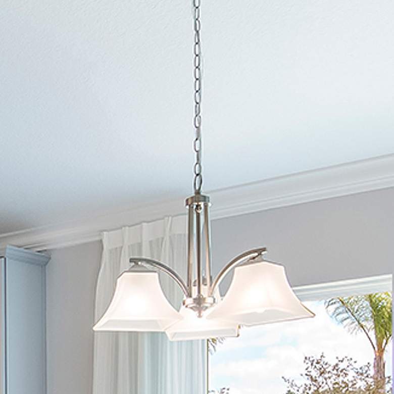 Image 1 Maxim Aurora 22 1/2" Wide 3-Light Satin Nickel Chandelier