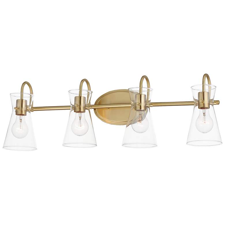 Image 1 Maxim Ava 30" Wide Natural Aged Brass 4-Light Bath Vanity