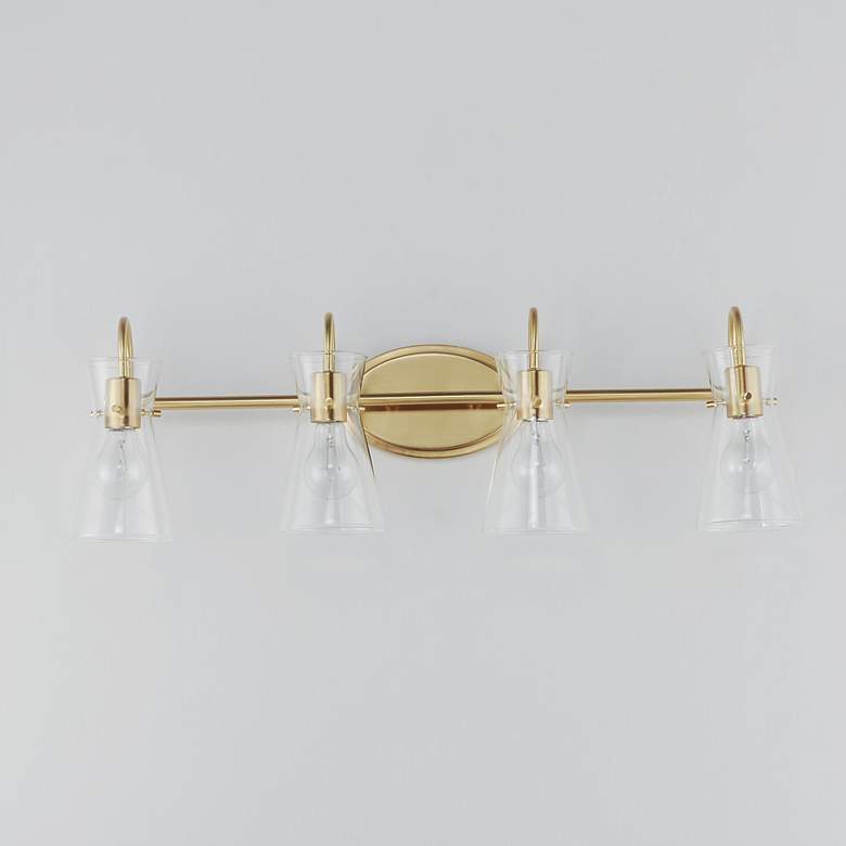 Image 2 Maxim Ava 30" Wide Natural Aged Brass 4-Light Bath Vanity more views