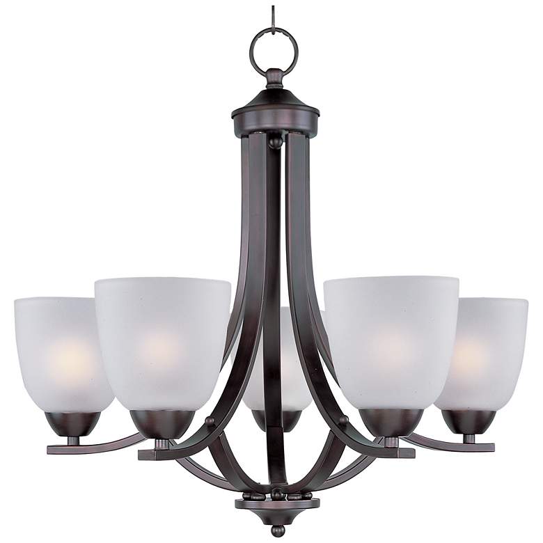 Image 2 Maxim Axis 24 inch Wide White Glass Oil Rubbed Bronze Chandelier