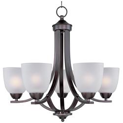 Maxim Axis 24" Wide White Glass Oil-Rubbed Bronze Chandelier