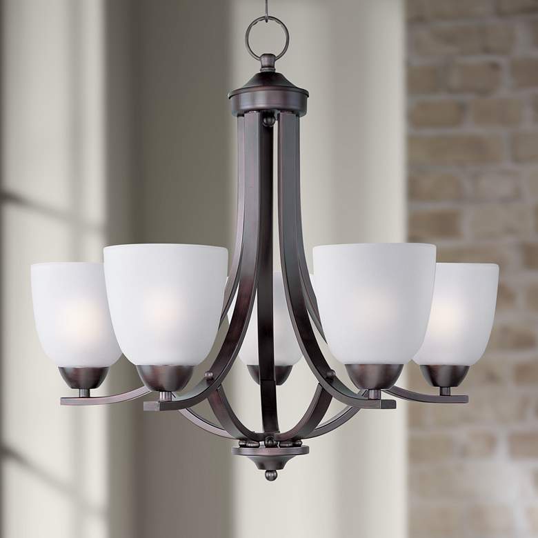 Image 1 Maxim Axis 24" Wide White Glass Oil Rubbed Bronze Chandelier