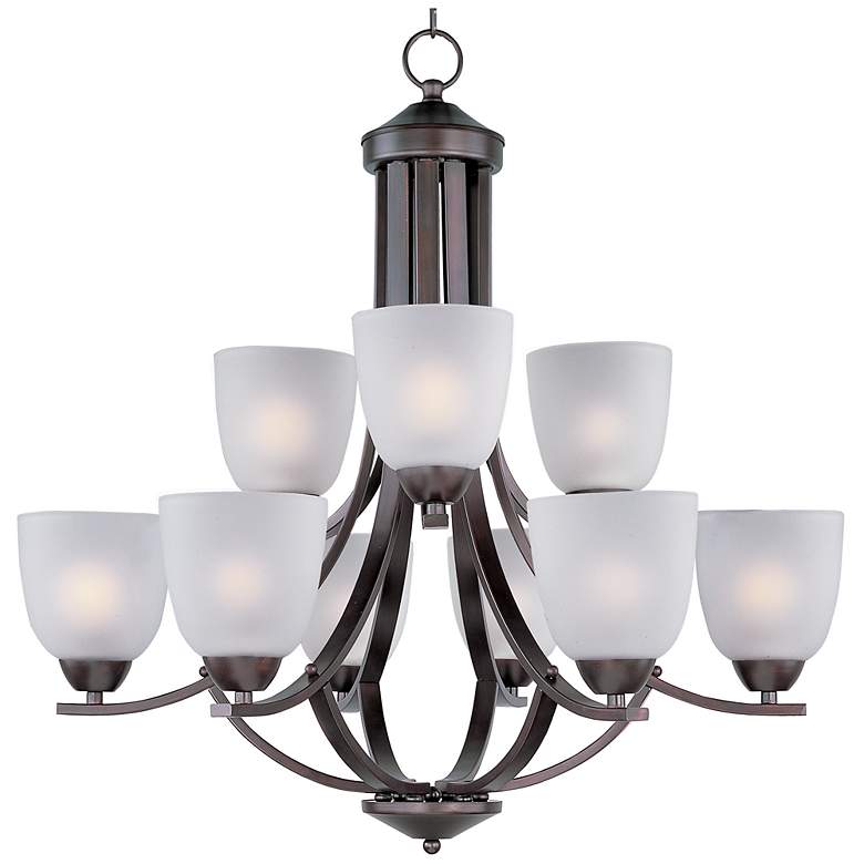 Image 1 Maxim Axis 28" Wide Oil-Rubbed Bronze 9-Light 2-Tier Chandelier