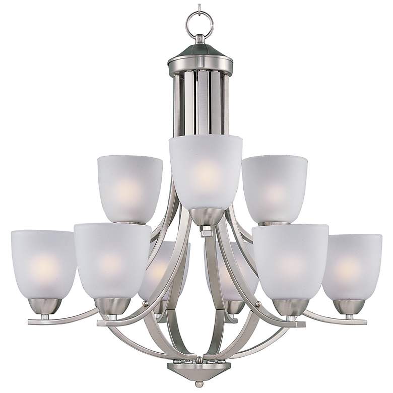 Image 1 Maxim Axis 28" Wide Satin Nickel 9-Light Chandelier