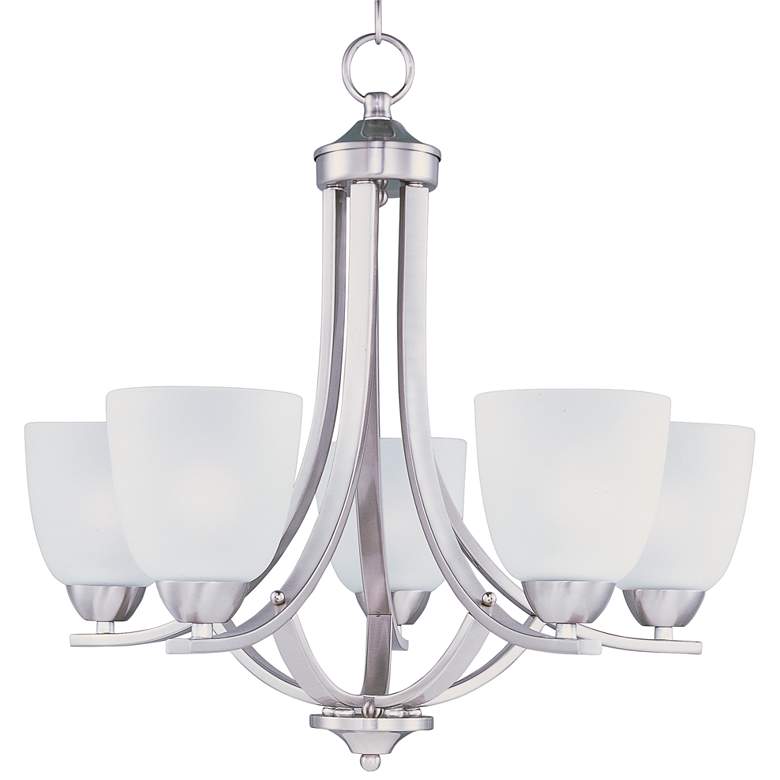 Image 2 Maxim Axis Collection 24 inch Nickel and White Glass Uplight Chandelier