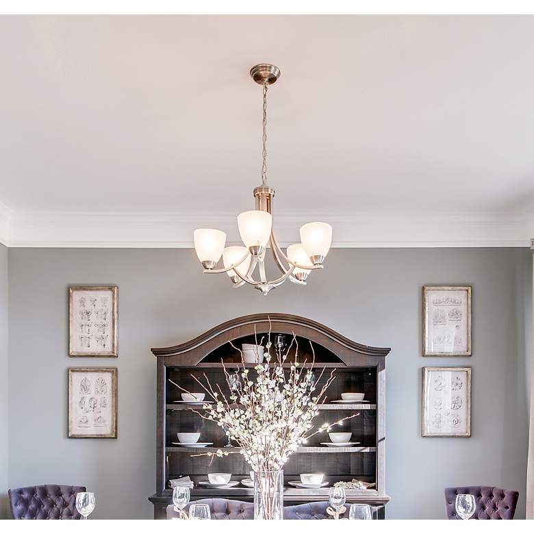 Image 3 Maxim Axis Collection 24" Nickel and White Glass Uplight Chandelier more views