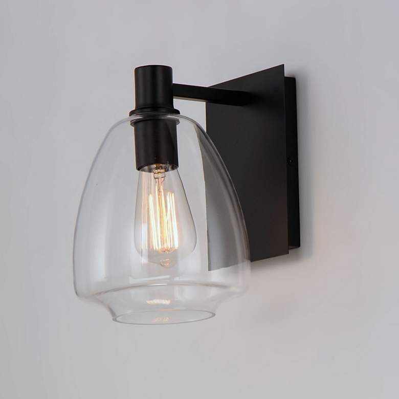 Image 1 Maxim Babylon 10 1/4" High Black Wall Sconce