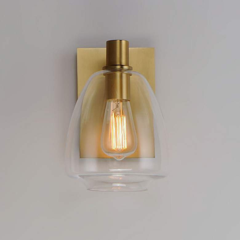 Image 1 Maxim Babylon 10 1/4" High Satin Brass Wall Sconce