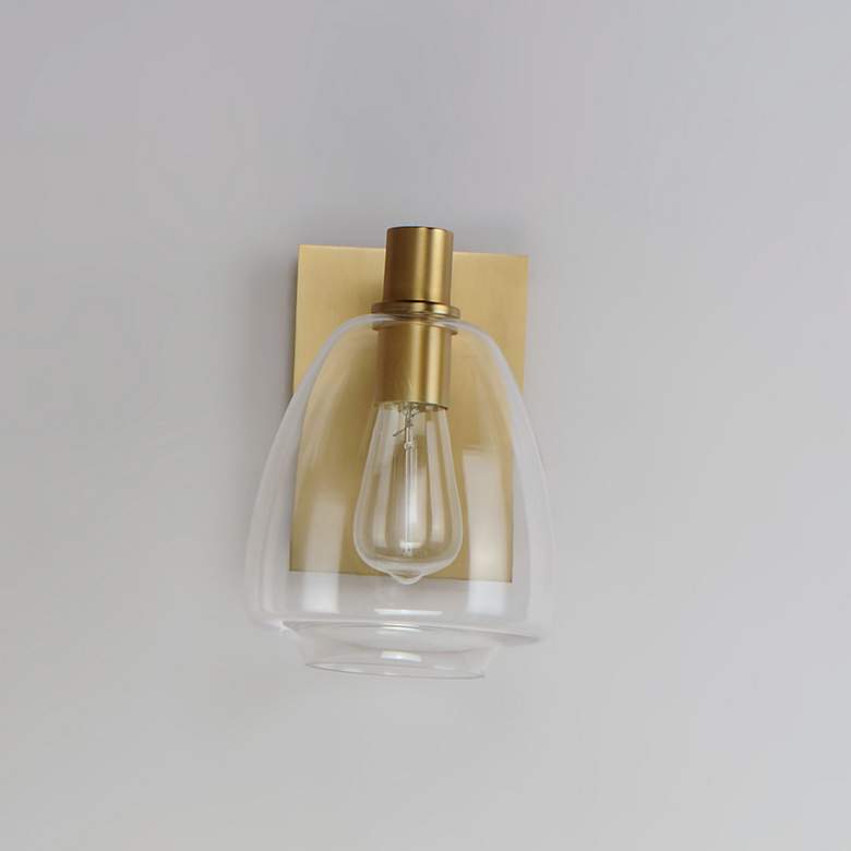 Image 3 Maxim Babylon 10 1/4" High Satin Brass Wall Sconce more views