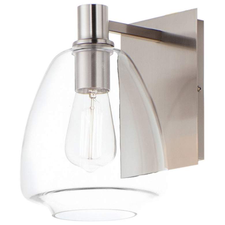 Image 1 Maxim Babylon 10 1/4 inch High Satin Nickel Wall Sconce