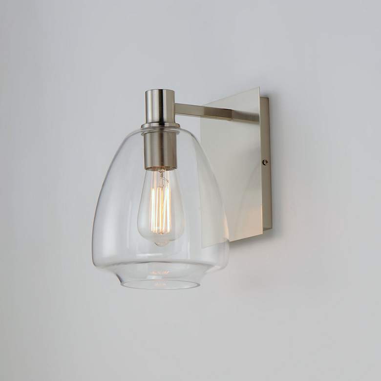 Image 1 Maxim Babylon 10 1/4" High Satin Nickel Wall Sconce
