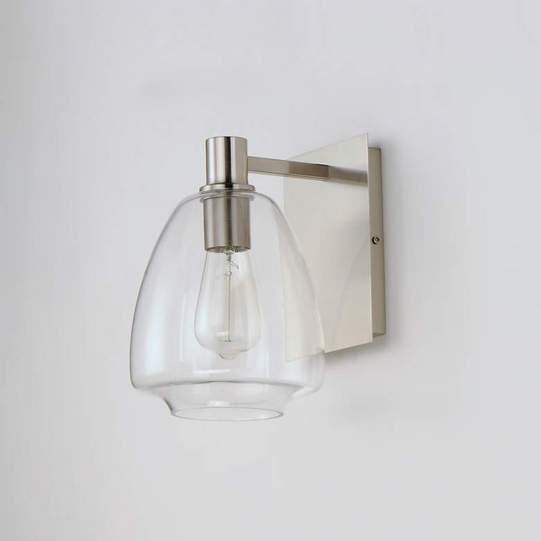 Image 2 Maxim Babylon 10 1/4 inch High Satin Nickel Wall Sconce more views