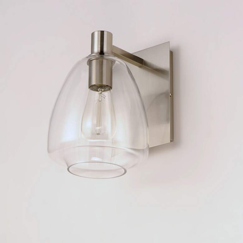 Image 3 Maxim Babylon 10 1/4 inch High Satin Nickel Wall Sconce more views