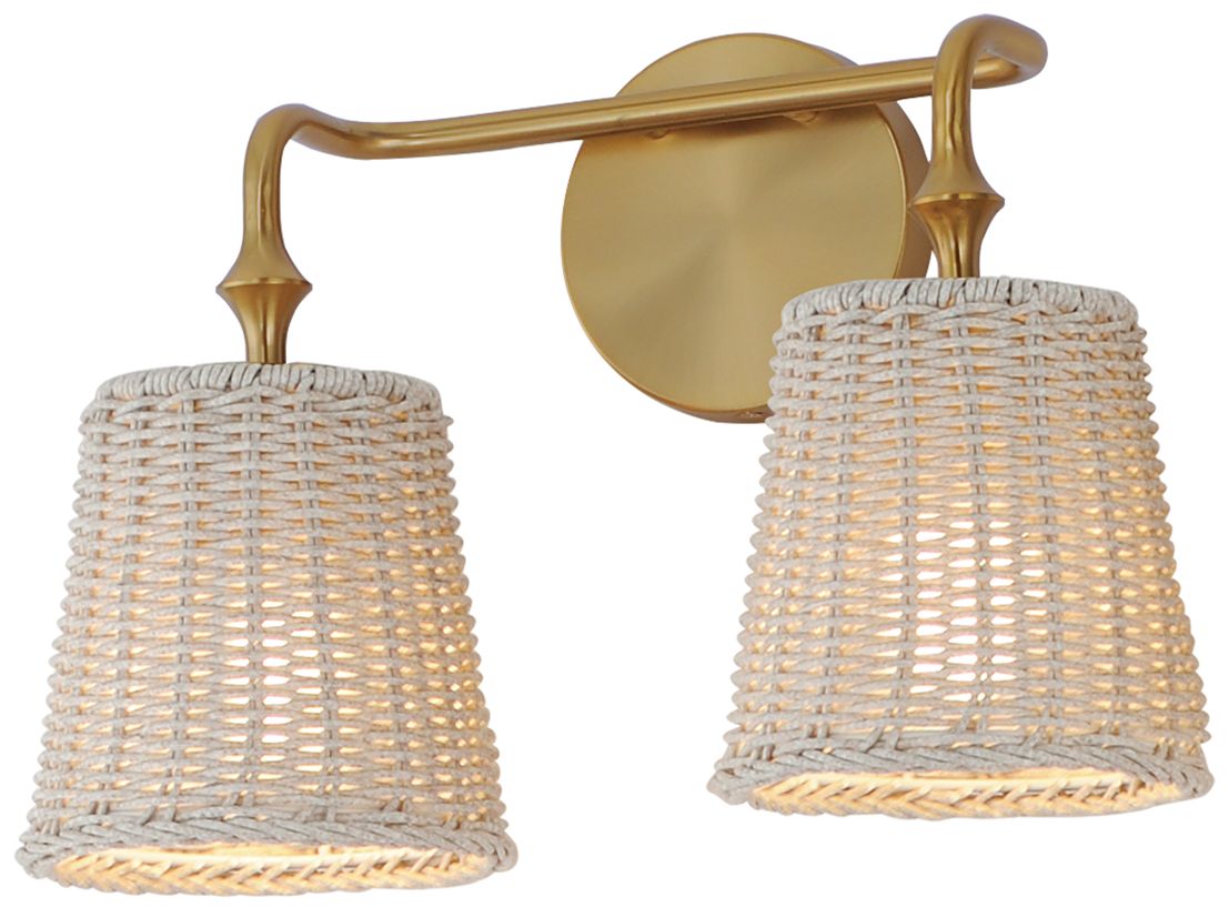 Maxim Baja 15" Wide Natural Aged Brass 2-Light Wall Sconce