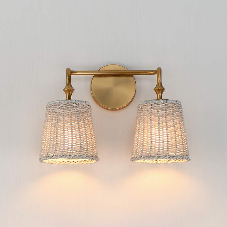 Image 3 Maxim Baja 15" Wide Natural Aged Brass 2-Light Wall Sconce more views