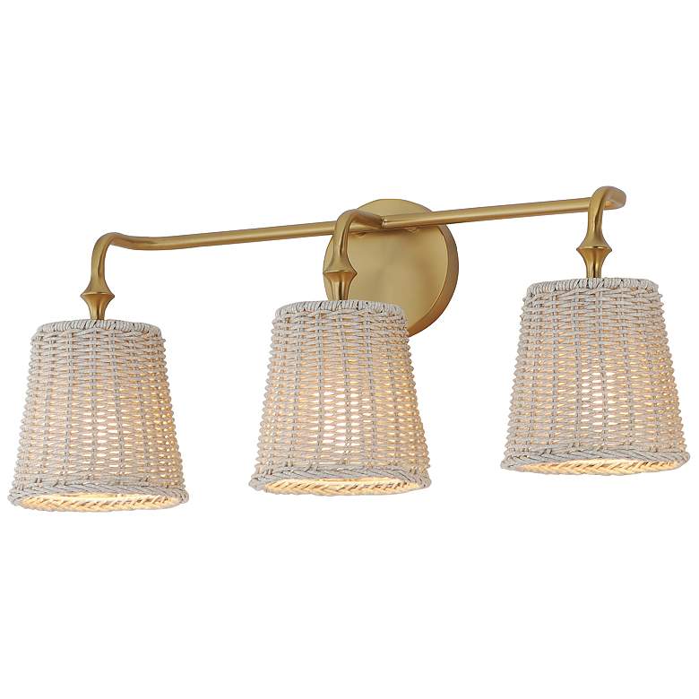 Image 1 Maxim Baja 24 1/4"W Aged Brass and Rattan 3-Light Bath Light