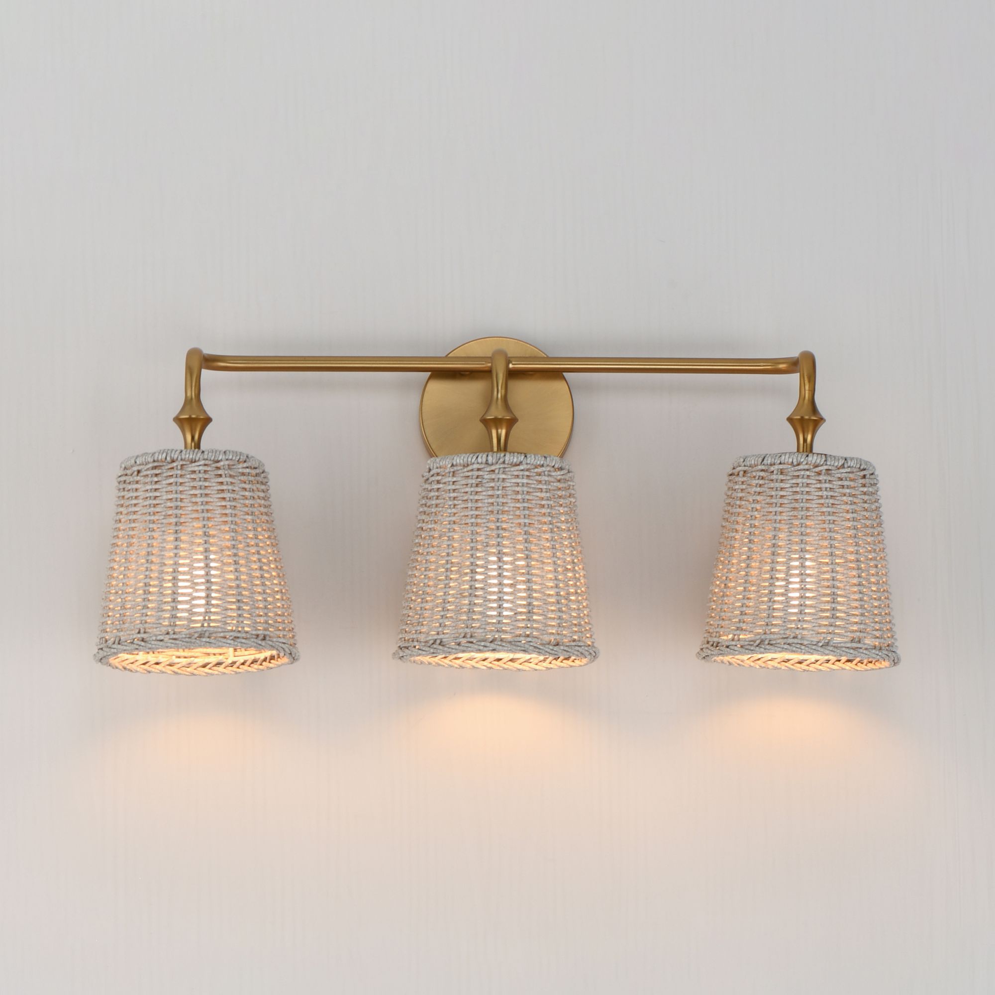 Image 3 Maxim Baja 24 1/4"W Aged Brass and Rattan 3-Light Bath Light more views