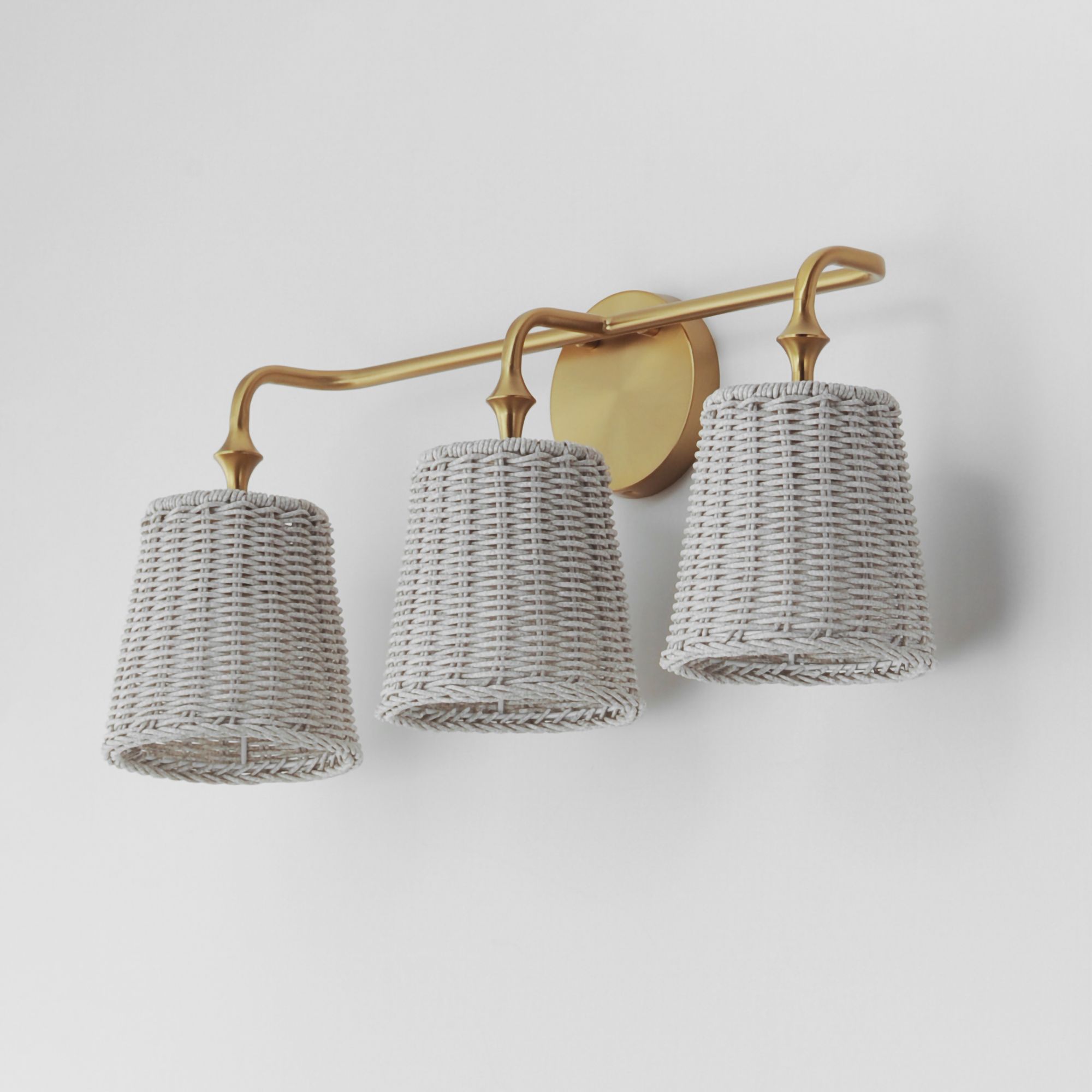 Image 4 Maxim Baja 24 1/4"W Aged Brass and Rattan 3-Light Bath Light more views