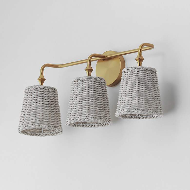 Image 4 Maxim Baja 24 1/4"W Aged Brass and Rattan 3-Light Bath Light more views
