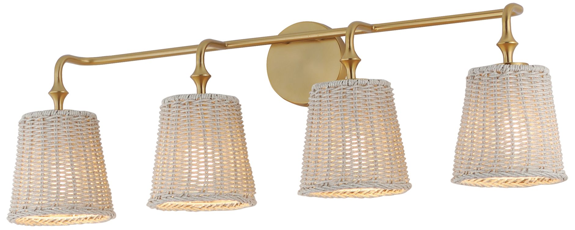 Maxim Baja 33 1/4"W Aged Brass and Rattan 4-Light Bath Light