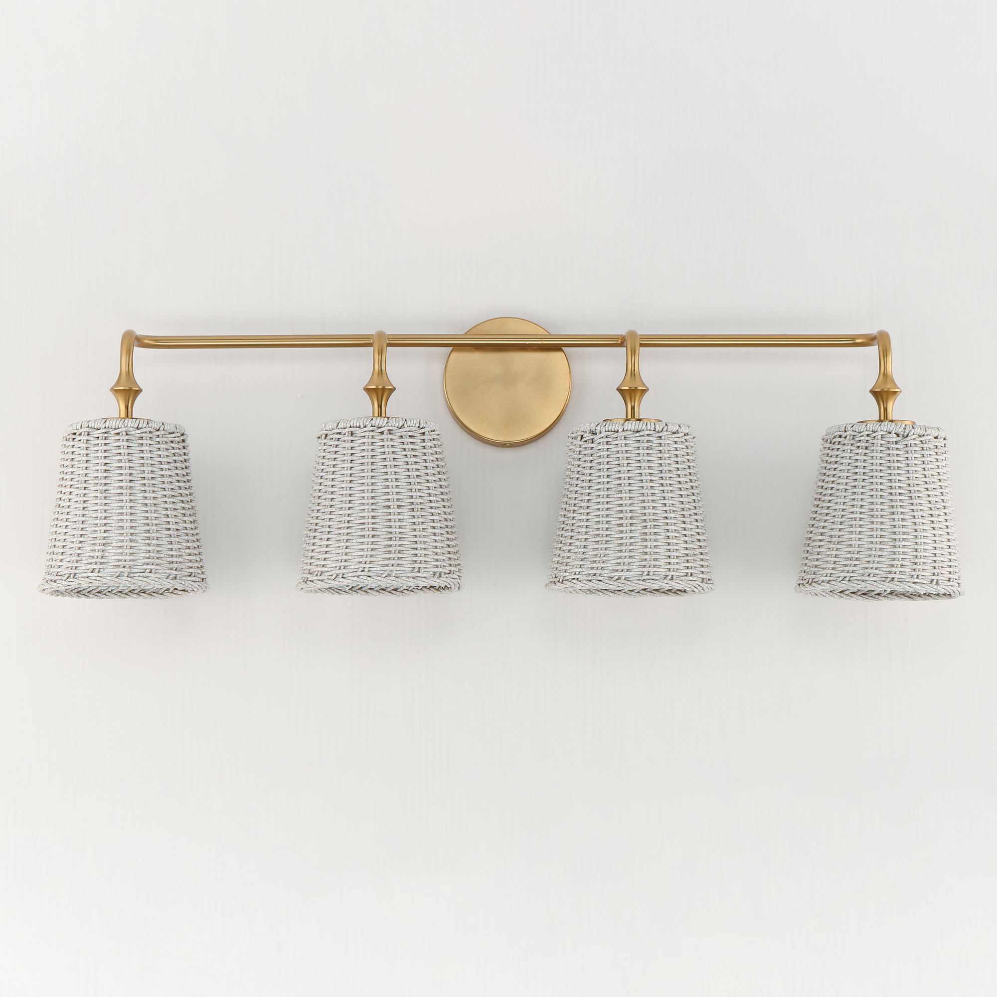 Image 2 Maxim Baja 33 1/4"W Aged Brass and Rattan 4-Light Bath Light more views
