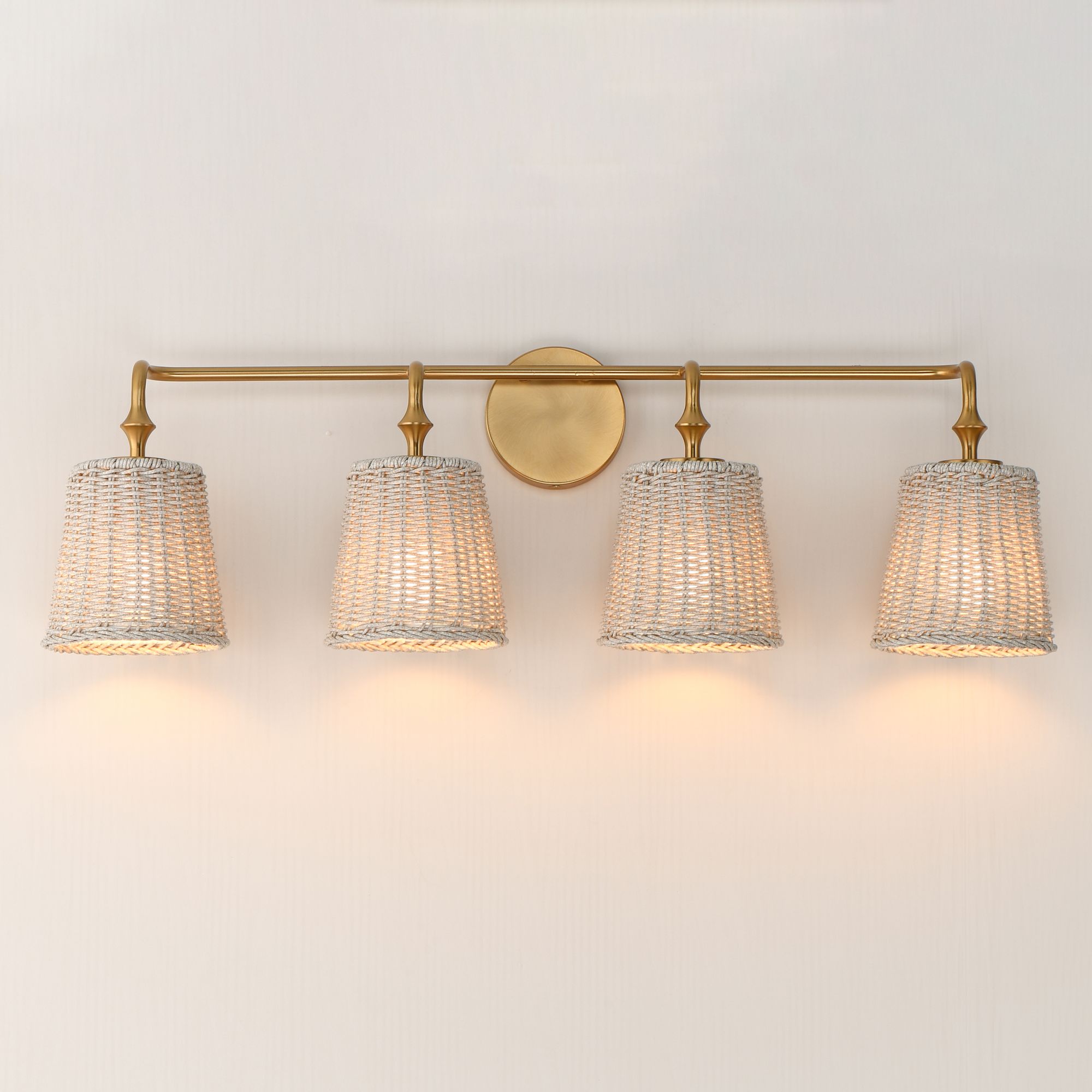 Image 3 Maxim Baja 33 1/4"W Aged Brass and Rattan 4-Light Bath Light more views