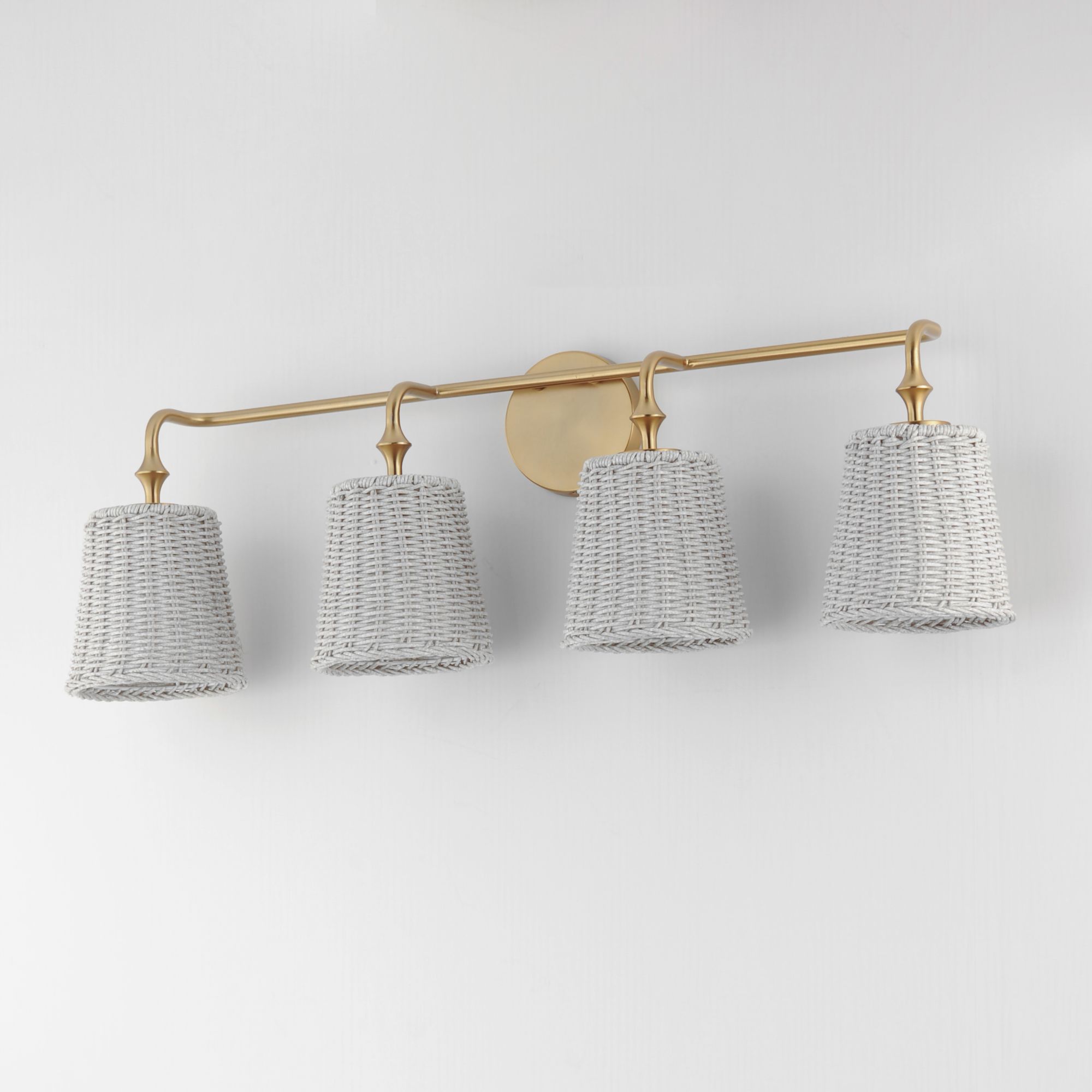 Image 4 Maxim Baja 33 1/4"W Aged Brass and Rattan 4-Light Bath Light more views