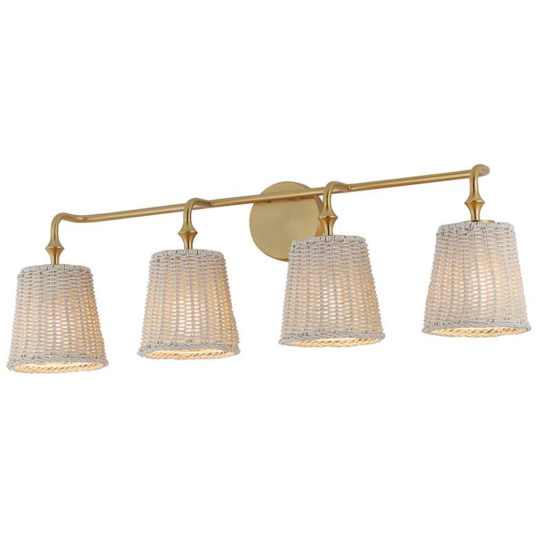 Image 1 Maxim Baja 33" Wide Natural Aged Brass 4-Light Bath Vanity