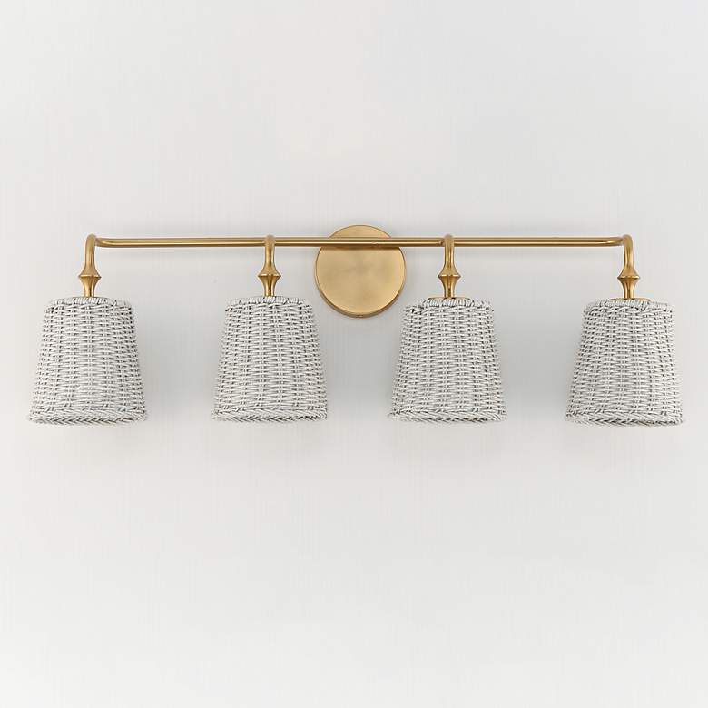 Image 2 Maxim Baja 33" Wide Natural Aged Brass 4-Light Bath Vanity more views