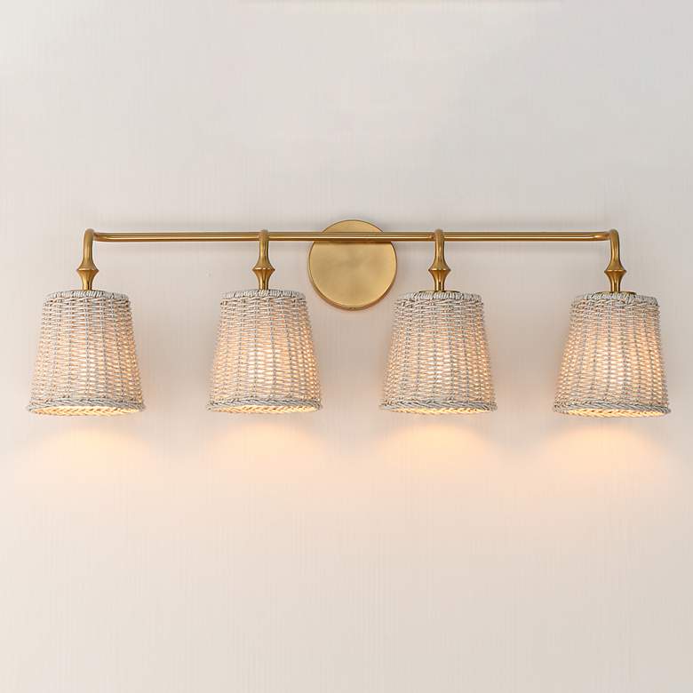 Image 3 Maxim Baja 33" Wide Natural Aged Brass 4-Light Bath Vanity more views