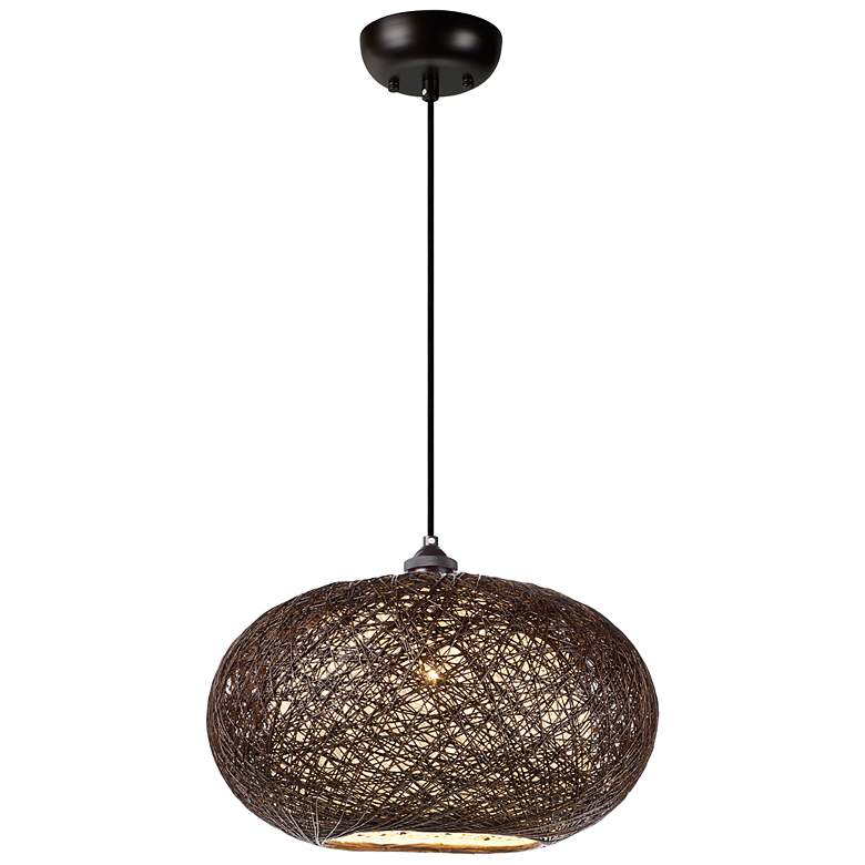 Image 2 Maxim Bali 15 3/4 inchW Chocolate Weave Outdoor Pendant Light