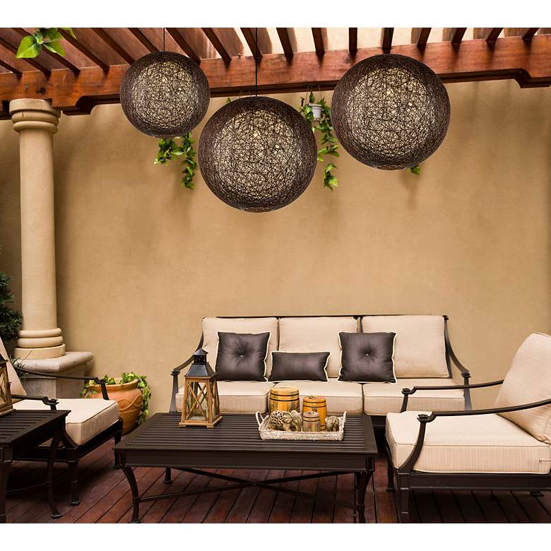 Image 4 Maxim Bali 24" Wide Chocolate Weave Outdoor Pendant Light more views