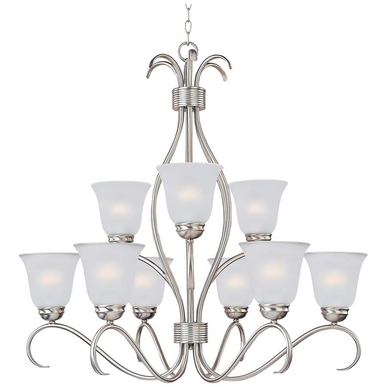 Image 1 Maxim Basix 32" Wide Satin Nickel 9-Light Chandelier
