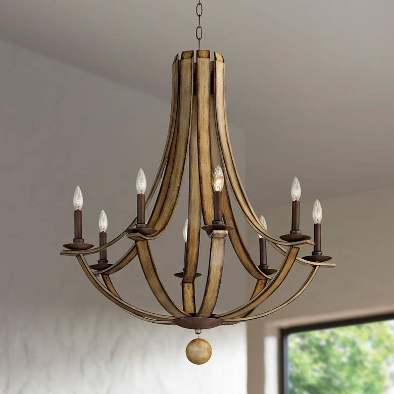 Image 1 Maxim Basque 32" Wide Driftwood 8-Light Chandelier